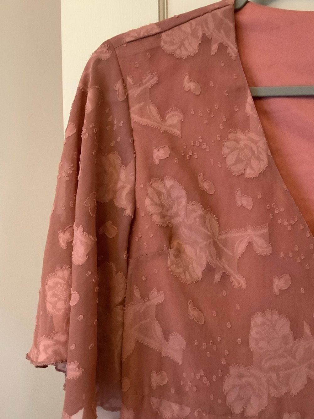 SHEIN Dusty Rose Jacquard Wrap Maxi Dress - Picture 3 of 7